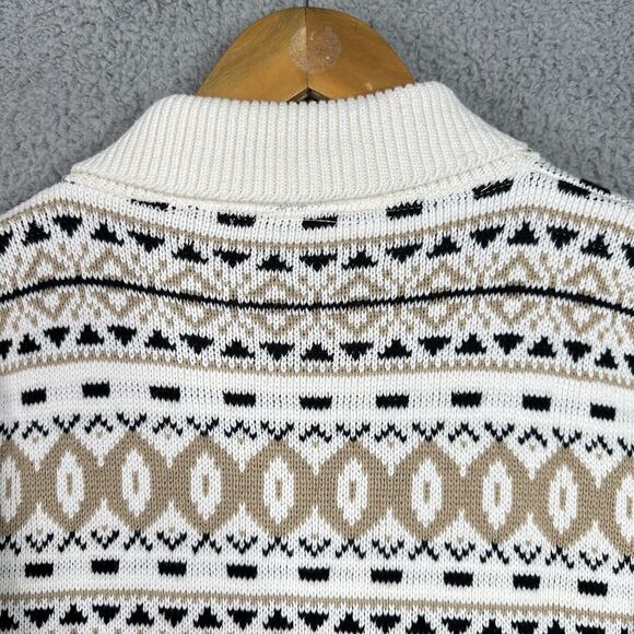 Vintage 90s Made in USA Short Sleeve Knit Sweater L – Retro Geometric Pattern - Picture 8 of 11